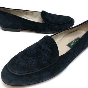 Cole Haan Embroidered Suede Slip On Flats 9.5 AA